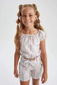 DeFacto Girls' Patterned Short Sleeve Blouse - Image 4
