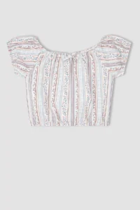 DeFacto Girls' Patterned Short Sleeve Blouse - Image 6