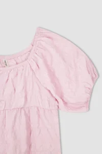DeFacto Girls' Carmen Collar Short Sleeve Blouse X7622a622hs - Image 7