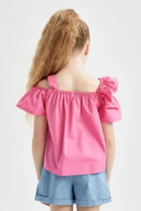 DeFacto Girls' Poplin Short Sleeve Blouse X7624a622hs - Image 6