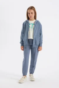 DeFacto Girl's Gray Standard Fit Elastic Waist Pocket Basic Plain School Jogger Sweatpants X9036a624au - Image 3