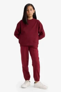 DeFacto Girl's Elastic Waist Basic Plain School Jogger Sweatpants - Image 2