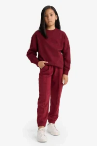 DeFacto Girl's Elastic Waist Basic Plain School Jogger Sweatpants - Image 3