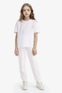 DeFacto Basic Plain School Jogger Sweatpants with Elastic Waist Girl's - Image 2