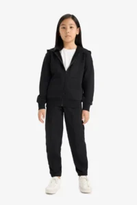 DeFacto Basic Plain School Jogger Sweatpants with Elastic Waist Girl's - Image 2