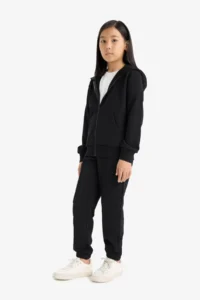 DeFacto Basic Plain School Jogger Sweatpants with Elastic Waist Girl's - Image 3
