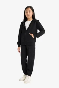 DeFacto Basic Plain School Jogger Sweatpants with Elastic Waist Girl's - Image 4