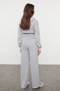 TRENDYOLMİLLA Gray Thin Extra High Waist Wide Leg/Wide Cut Pants - Image 5