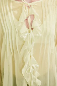 TRENDYOLMİLLA Light Yellow Boho Siphon Ruffle and Tire Detailed Shirt - Image 3