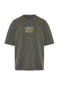 MAN Anthracite Oversized/Wide Cut Short Sleeve View Embroidered 100% Cotton T-Shirt - Image 7