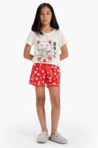 DeFacto 100% Cotton Anime Printed Pajama Set Girls - Image 2