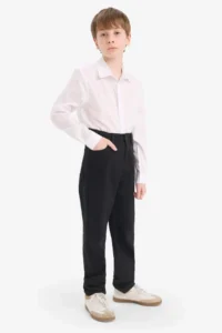 DeFacto Polo Collar Poplin Long Sleeve School Shirt for Boys - Image 2