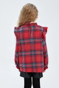 DeFacto Girls' Checkered Long Sleeve Blouse Y4604a622wn - Image 6