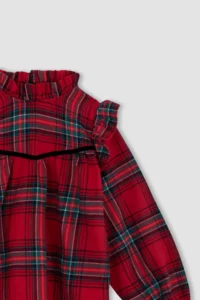 DeFacto Girls' Checkered Long Sleeve Blouse Y4604a622wn - Image 8