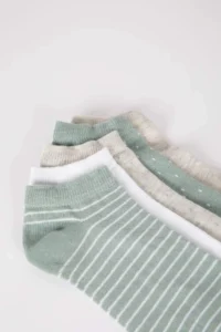 DeFacto Women's 5-pack Cotton Polka Dot Striped Booties Socks - Image 7