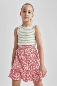 DeFacto Girls' Patterned flared Skirt