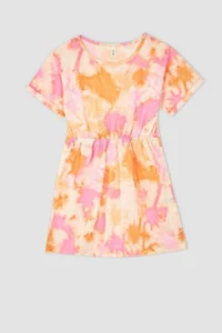 DeFacto Girl's Regular Fit Patterned Short Sleeve Combed Cotton Dress - Image 7