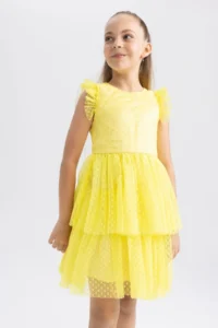 DeFacto Girl's Crew Neck Sleeveless Tulle Dress Y7207a622sm