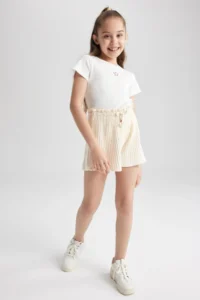 DeFacto Girls' Coool Rib Shorts Y9165a622hs - Image 3