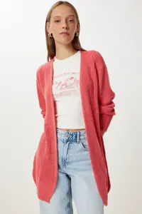 Happiness İstanbul Women's Peach Thessaloniki Knitted Basic Knitwear Cardigan - Image 2