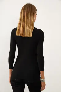 Cool & Sexy Women Black Collar Zippered Camisole Blouse - Image 4