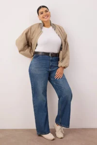 Trendyol Curve Mavi High Waist Wide Leg denim plus size jeans - Image 2