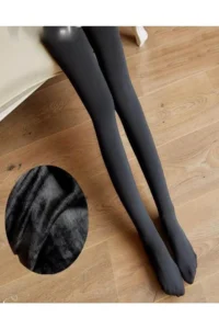 MİSTİRİK Ravena Model Hairy Woven Thin Pantyhose that Keeps Warm, Tightens and Tightens, Black Color - Image 2