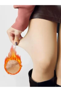 MİSTİRİK Ravena Model Hairy Fleece Woven Warm Firming Thin Pantyhose Skin Color - Image 3
