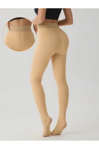 MİSTİRİK Ravena Model Hairy Fleece Woven Warm Firming Thin Pantyhose Skin Color - Image 4