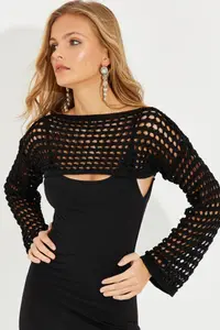 Cool & Sexy Women Black Cellular Bolero - Image 4