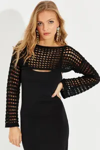 Cool & Sexy Women Black Cellular Bolero - Image 6