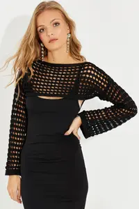 Cool & Sexy Women Black Cellular Bolero - Image 7