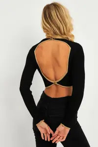 Cool & Sexy Women Black-Camel Back Light Blouse - Image 2