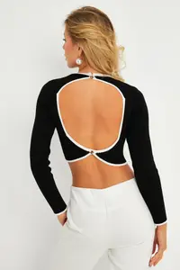 Cool & Sexy Women Black-White Back Light Blouse