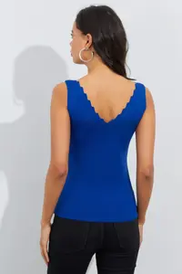 Cool & Sexy Women Saks Blue Merdiven Yaka Knitwear Blouse - Image 2