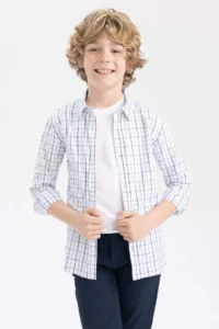 DeFacto Boy's Checkered Poplin Long Sleeve Shirt - Image 3