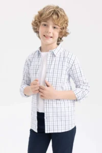 DeFacto Boy's Checkered Poplin Long Sleeve Shirt - Image 4