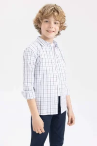 DeFacto Boy's Checkered Poplin Long Sleeve Shirt - Image 5