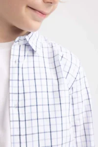 DeFacto Boy's Checkered Poplin Long Sleeve Shirt - Image 6