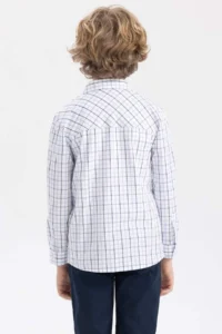 DeFacto Boy's Checkered Poplin Long Sleeve Shirt - Image 7