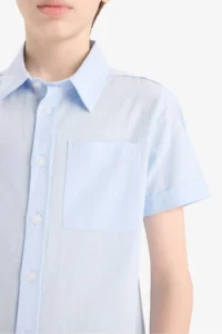 DeFacto Polo Neck Linen Look Basic Plain Short Sleeve Shirt Boy - Image 5