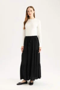 DeFacto Beli Laced Viscose Maxi Skirt - Image 2