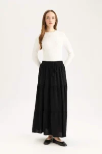 DeFacto Beli Laced Viscose Maxi Skirt - Image 3