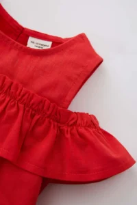 DeFacto Baby Girl Linen Look Red Short Sleeve Shirt Z4256a223sm - Image 3
