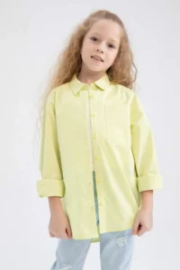 DeFacto Girl's Oversize Poplin Long Sleeve Shirt - Image 5