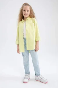 DeFacto Girl's Oversize Poplin Long Sleeve Shirt - Image 6