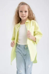 DeFacto Girl's Oversize Poplin Long Sleeve Shirt - Image 7