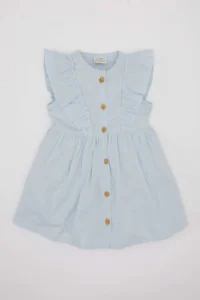 DeFacto Baby Girl Sleeveless Linen Look Dress - Image 4