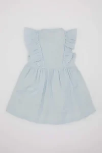 DeFacto Baby Girl Sleeveless Linen Look Dress - Image 7