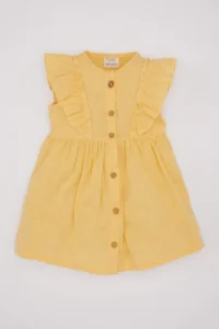 DeFacto Baby Girl Sleeveless Linen Look Dress - Image 4